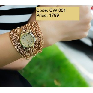 Maroon Hawaiian Style Golden Chain Watch CW 001 price in Pakistan